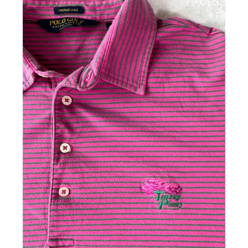 Polo Golf Ralph Lauren Polo Shirt TORREY PINES‎ Mens Large Pink Vintage Lisle